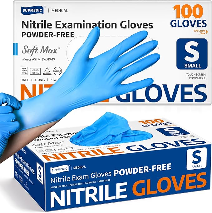 Medical Soft Max Nitrile Exam Gloves Powder-Free Disposable 100 Ct | Soft by Supmedic