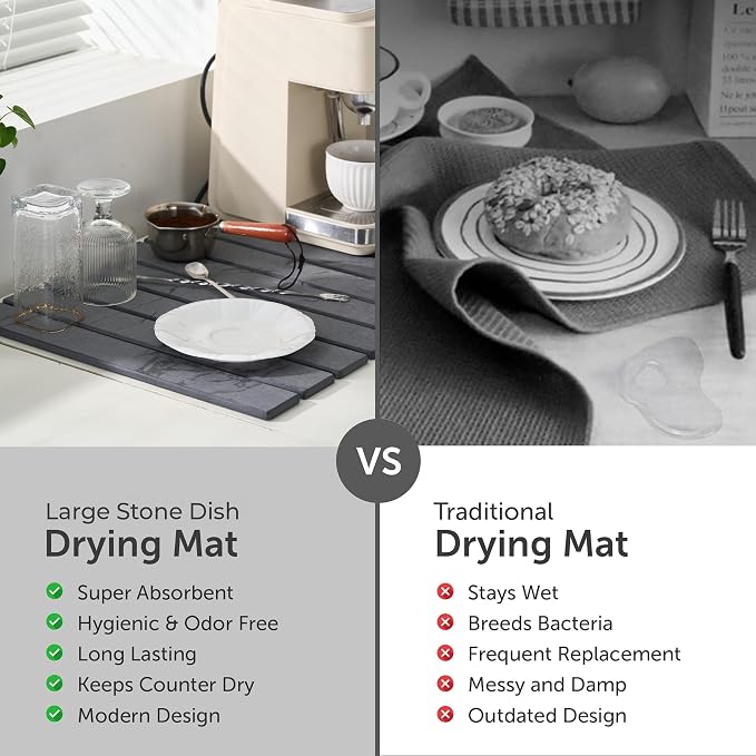 Drying Matt Kitchen Counter, Large Stone Dish Drying Mat - Image 8