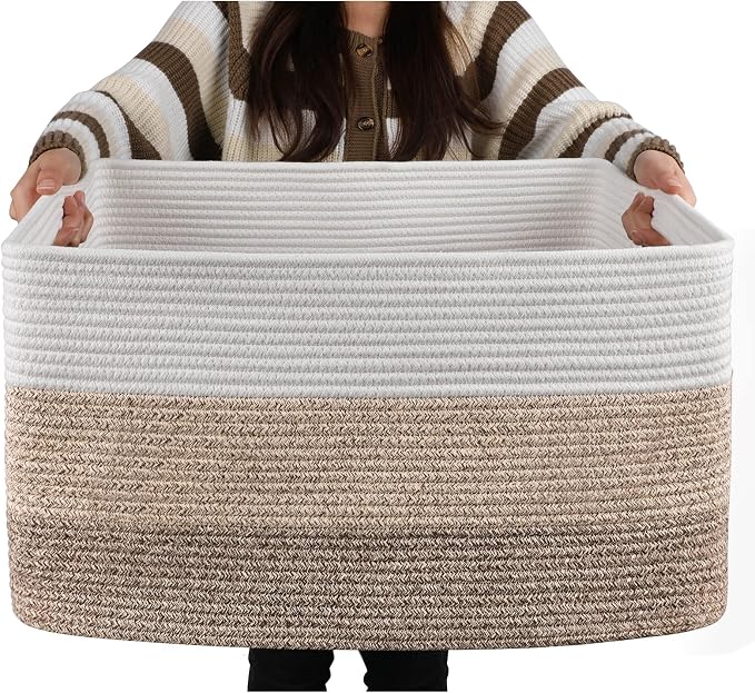 OIAHOMY Blanket Basket Laundry Basket Dog Toy Basket 75L Gradient Brown by MasterofSpaceOptimization