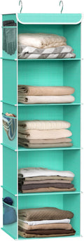 Simple Houseware 5 Shelf Hanging Closet Organizer, Turquoise | 360° Rotating by SimpleHouseware