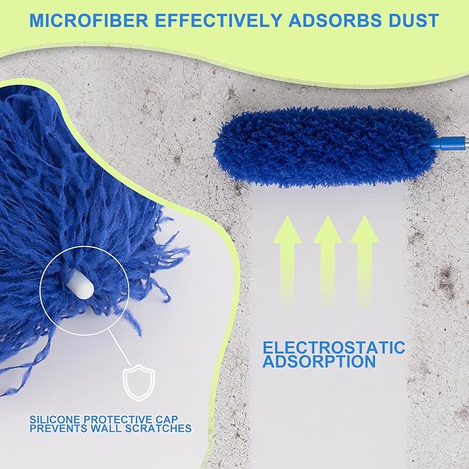 Cobweb Duster with Extension Pole, Spider Web Brush, Washable Cleaning Kit - Image 4