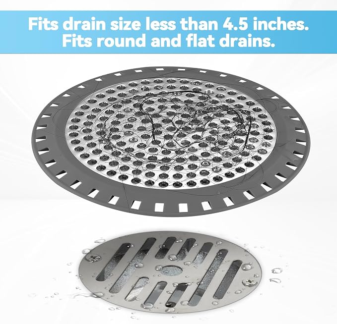 Shower Drain Hair Catcher, Aluvor Shower Drain Cover Bathtub Drain Strainer | - Image 4