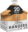 Utopia Home Wooden Hangers 20 Pack – Slim Suit Hangers Natural | 360° rotatable by UTOPIAHOME