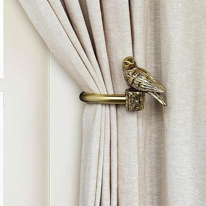 Curtain Drapery Holdbacks with Resin Bird, Wall Mount Drapery Hooks Holders by ILAISIHOME