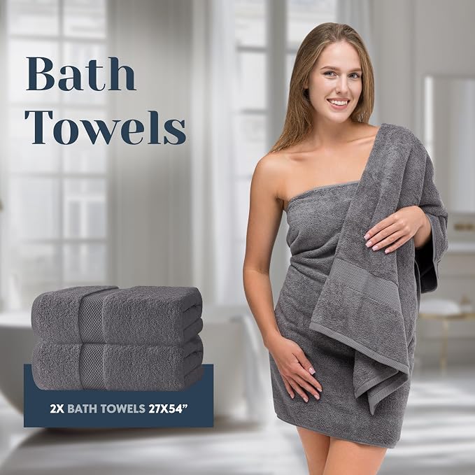 White Classic Luxury Bath Towel Set of 8 Pieces - Image 5