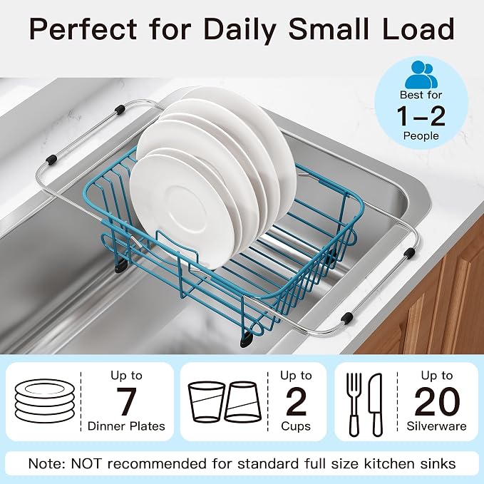 JASIWAY Blue Dish Drying Rack in Sink - Image 5