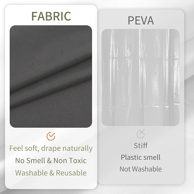 ALYVIA SPRING Extra Long Fabric Shower Curtain or Liner Dark Gray - Image 4