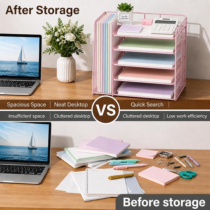 OPNICE Desk Organizer, 5-Tier Paper Organizer Letter Tray, Office Desk - Image 2