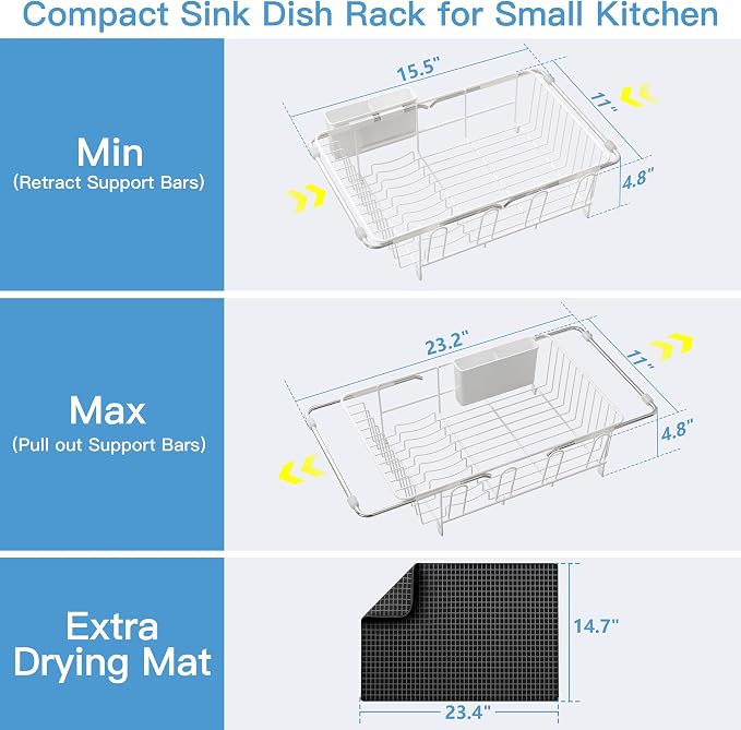 JASIWAY White Dish Drying Rack in Sink - Image 6