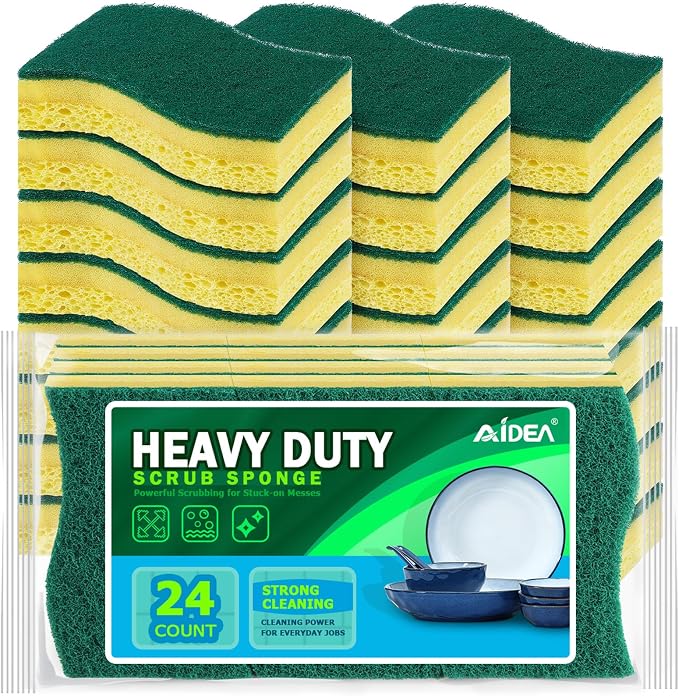 AIDEA Sponges Kitchen-24Count, Heavy-Duty Scrub Sponges, Sponges by AIDEAHOME