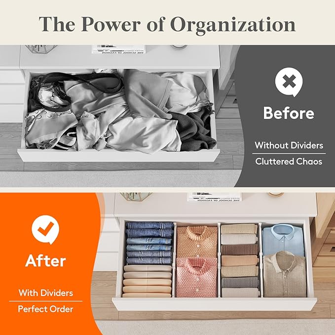 Lifewit 5" Tall Drawer Dividers, Adjustable Deep Drawer Organizer Clothes | - Image 10