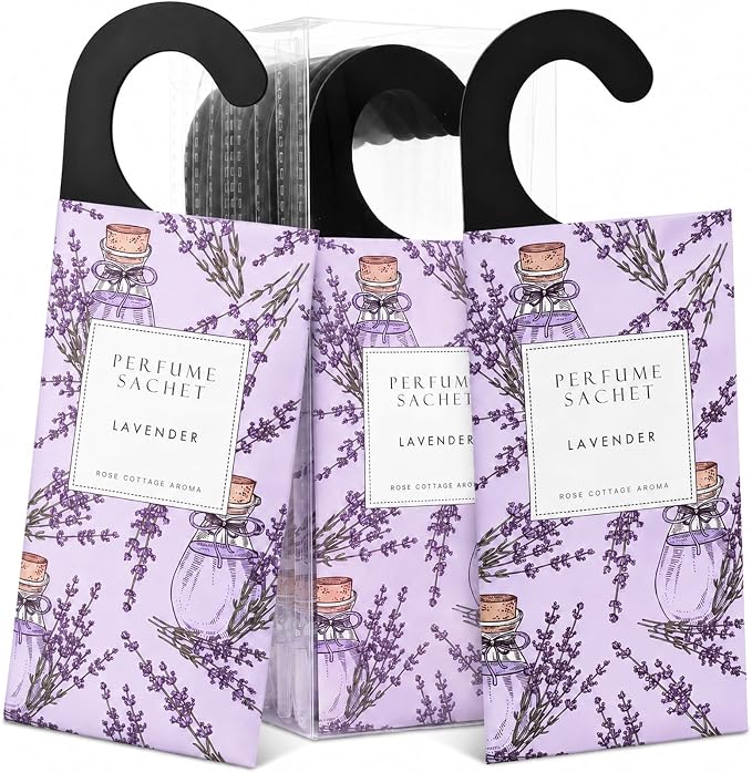 Large 12 Packs Lavender Hanging Scented Sachets Long-Lasting Closet Deodorizer by ROSECOTTAGE