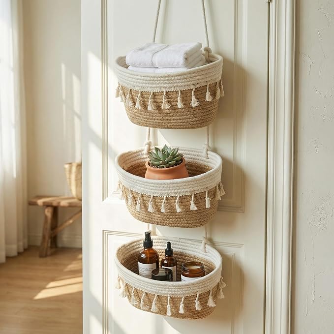 Hanging Basket, Over Door Organizer, 3 -Tier Wall Basket - Image 5
