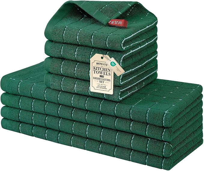 Homaxy Kitchen Towels and Dishcloths Set, Dark Green by Homaxy