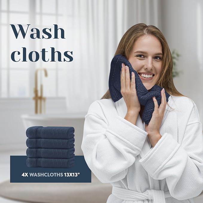 White Classic Luxury Bath Towel Set of 8 Pieces - Image 7