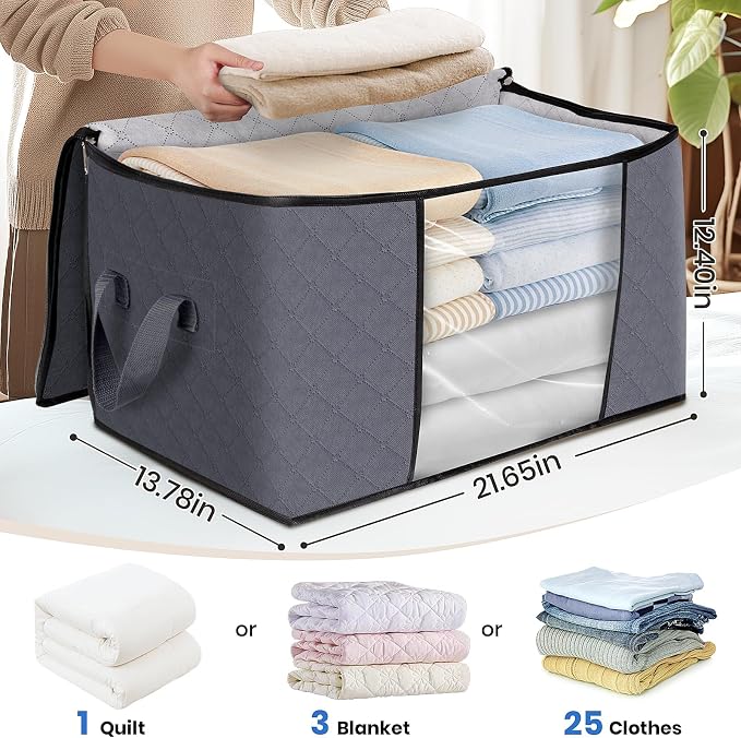 3 Pack Storage Bags for Clothes Blanket Storage Bins - Image 2