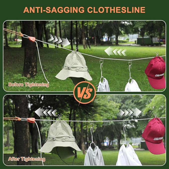 Vigorport Retractable Travel Clothesline, Dual Pulley Clothes Laundry Line - Image 3