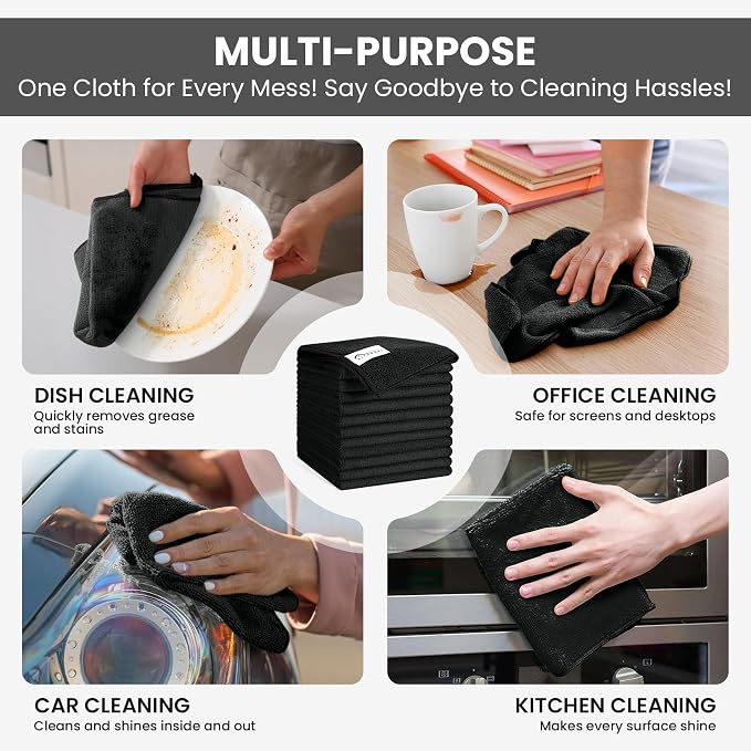SIFANGKE Microfiber Cleaning Cloth, 12 Pack Lint-Free and Highly Absorbent Rags - Image 5