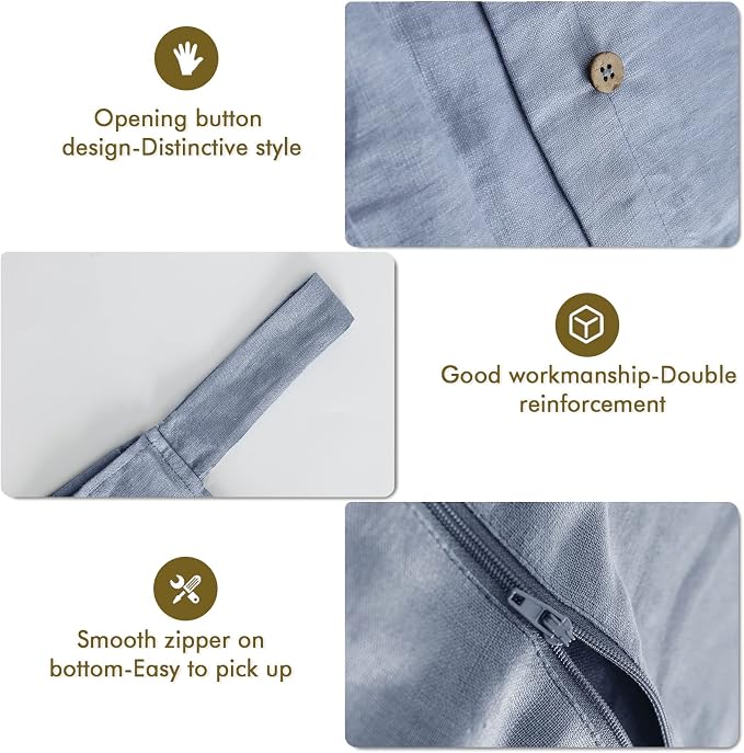 Linen Hanging Laundry Bag, 100% Linen Over The Door Laundry Hamper - Image 3
