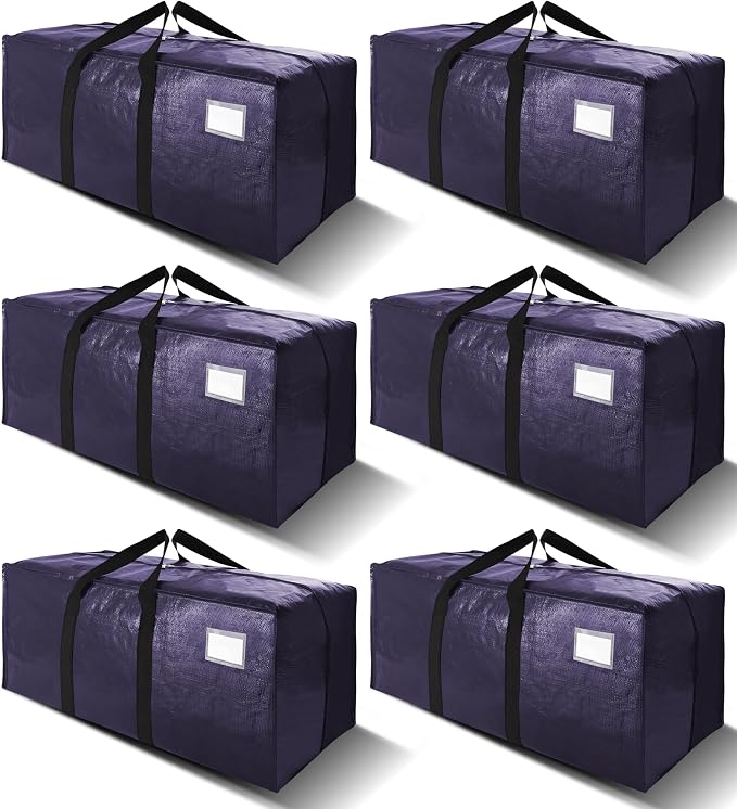 6 Pack Heavy Duty Extra Large Moving Bags W/Backpack Straps by VELVETSURE