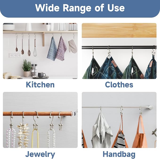 Titanker Shower Curtain Hooks Rings, Rust Resistant Metal Minimalist Simple - Image 5