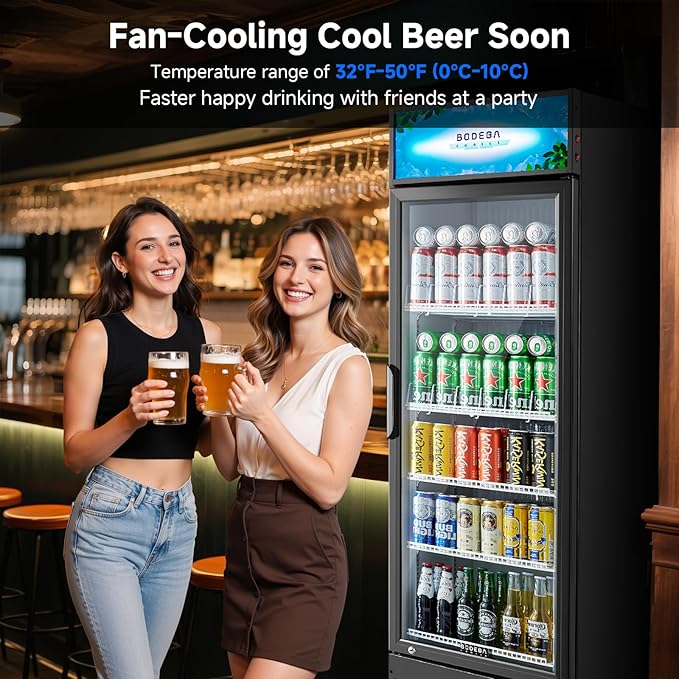 BODEGACOOLER Commercial Beverage Refrigerator, 240 Cans & 160 Bottles, Display Refrigerator For Beer,Soda, Merchandiser Refrigerator with Soft LED Light For Kitchen, Office, Garage, Gym,Man cave,Shop