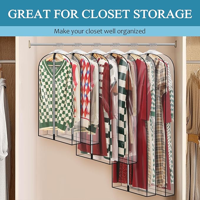 40" All Clear Garment Bags for Hanging Clothes, Plastic Garment Covers - Image 7