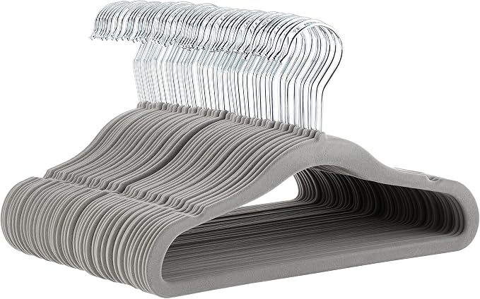 Amazon Basics Kids Space Saving Velvet Non-Slip Clothes Hangers by AmazonBasics