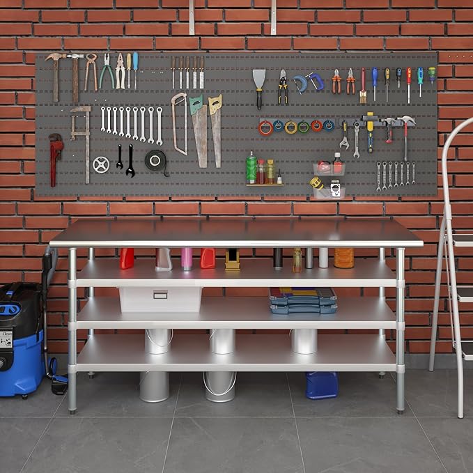 24 in. x 72 in. Stainless Steel Work Table with Three Bottom Shelves | NSF Kitchen Prep Table | Utitly Metal Table