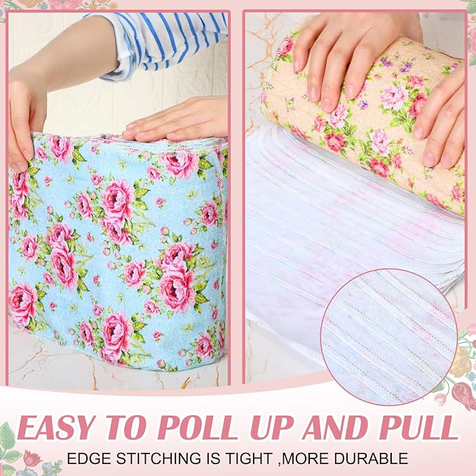 Reusable Kitchen Cloths Cotton Towel, 36 Pack, Countryside Flowers - Image 5