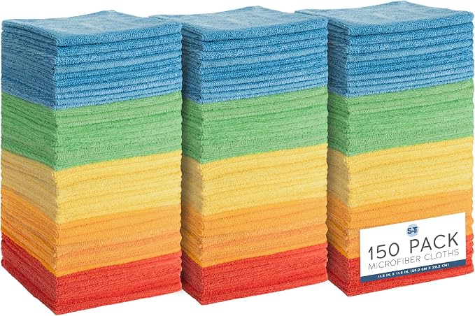 S&T INC. Microfiber Cleaning Cloth, 150 Pack, 11.5" x 11.5" by STINC
