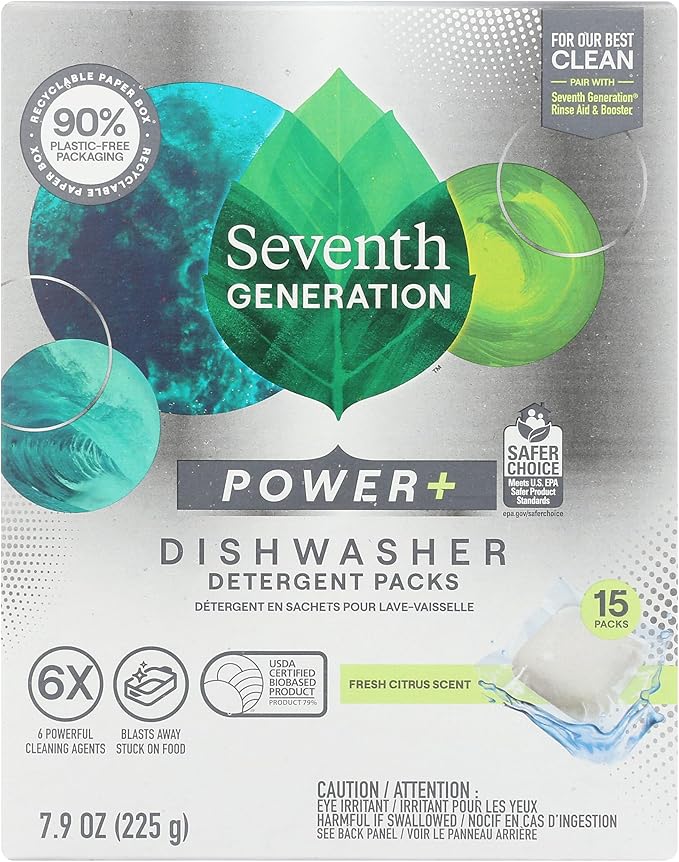 Seventh Generation Power Plus Auto Dish Detergent 15 Count, 7.9 Oz