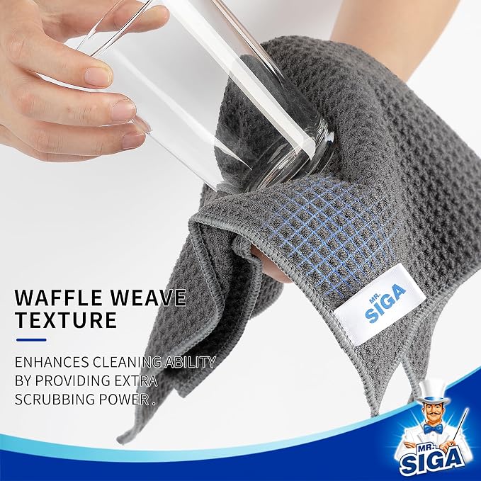 MR.SIGA Waffle Pattern Microfiber Cleaning Cloths, 6 Pack - Image 3