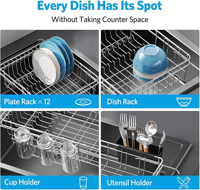 Delamu Over The Sink Dish Drying Rack - Image 7