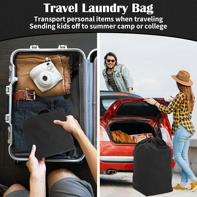 Canvas Laundry Bags with Handles & Square Base 13.8"Wx13.8"Dx27.6"H - Image 5