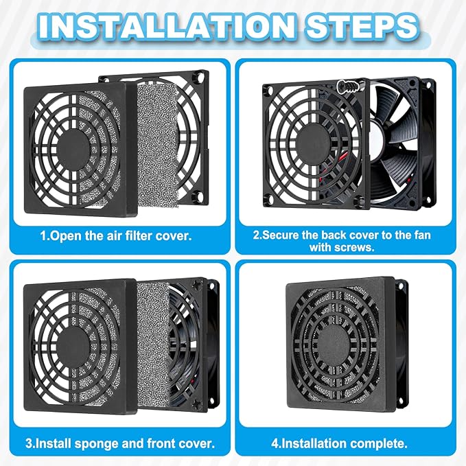 PATIKIL 135mm Fan Filter Grill, 6 Pcs Plastic Ventilation Dustproof Grill Cover Cooling Ventilator with Screws for Industry Workshop Computer Case Refrigerators Air Conditioning, Black