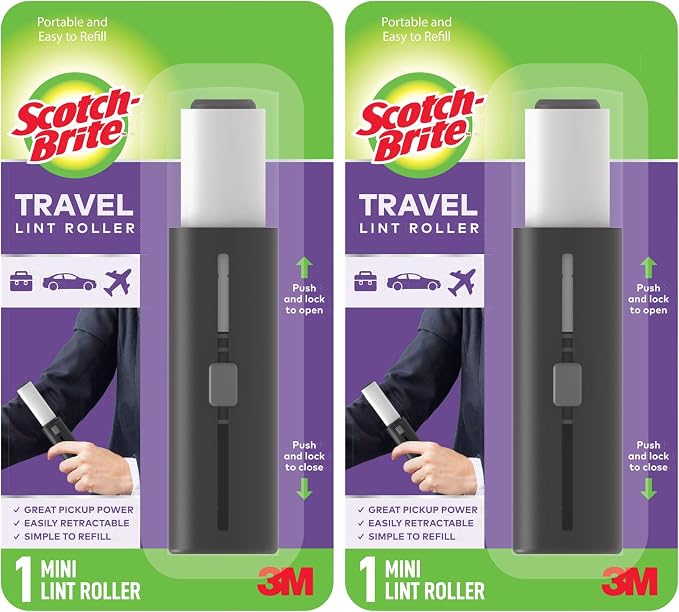 Scotch-Brite Retractable Lint Rollers 2-Pack, Portable Travel-Size Lint Removers by Unknown