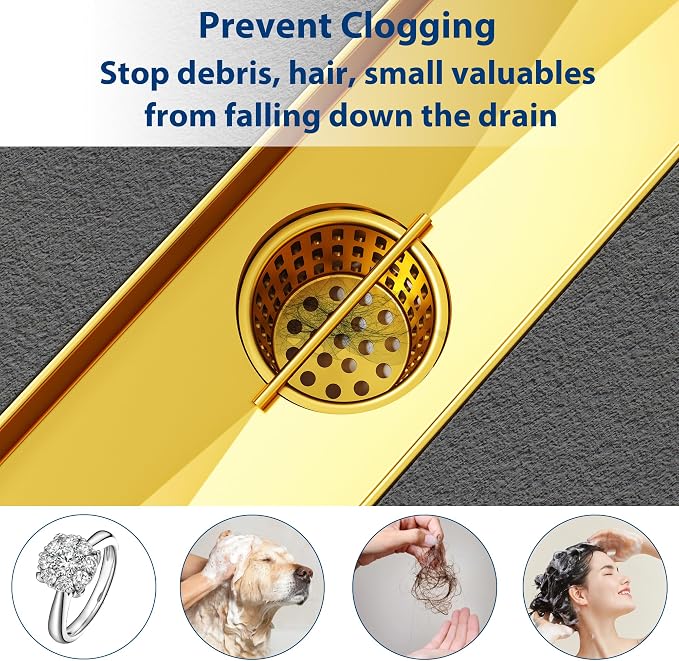 Neodrain Golden Strainer-Hook, Only Fit Neodrain Shower Drain | 304 Stainless - Image 5