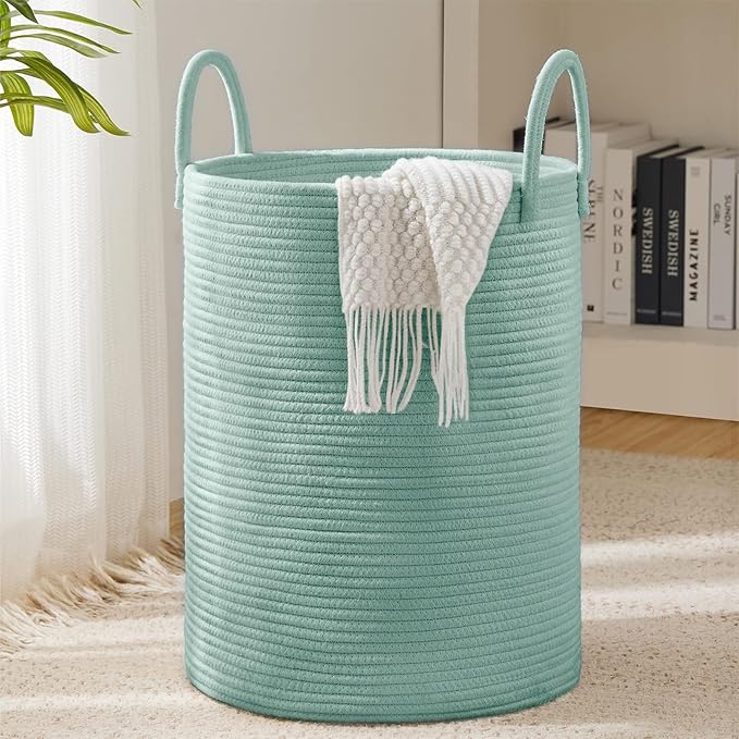 YOUDENOVA Cotton Rope Laundry Hamper Basket, 58L Blanket Basket by YOUDENOVA
