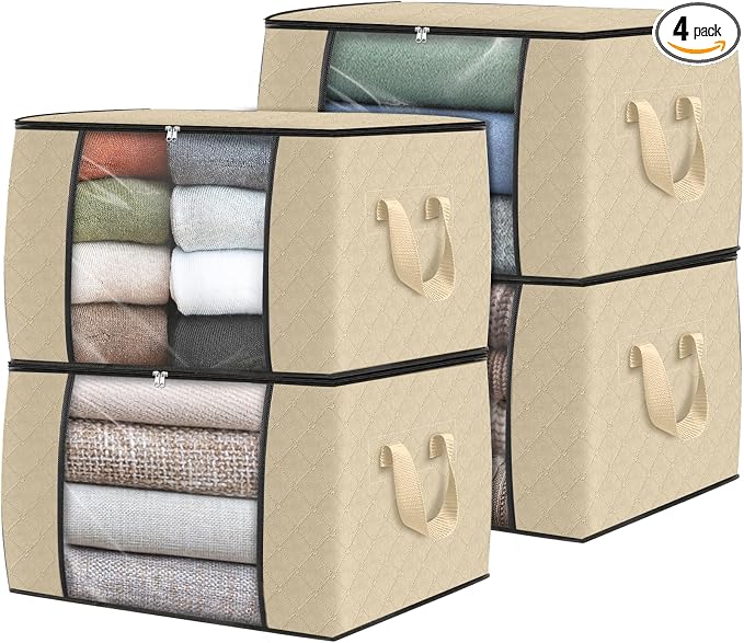 4 Pack Storage Bags for Clothes Blanket Storage Bins by Fabtotes