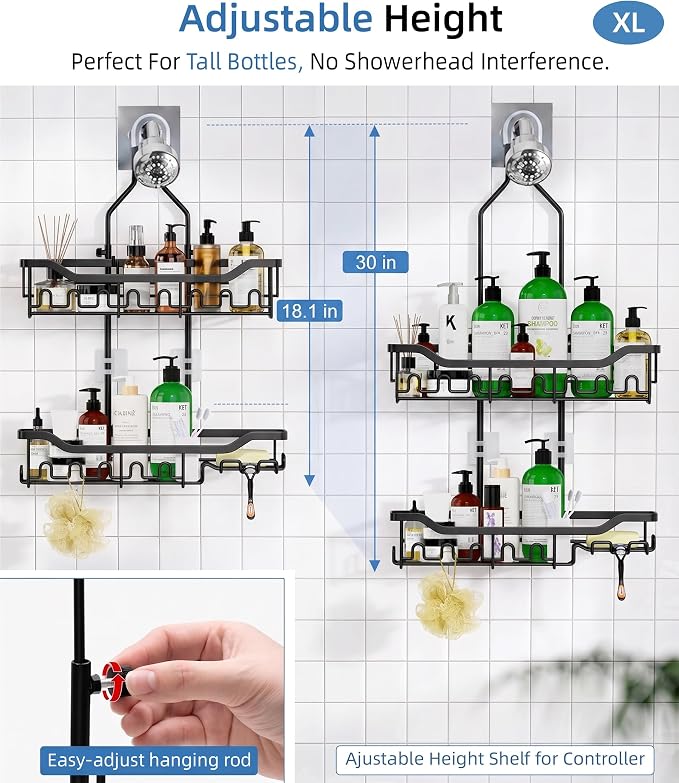 Shower Caddy Hanging Organizer, Extra Large Rack Over Showerhead - Image 3