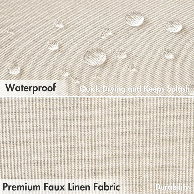 MIULEE Cream Scalloped Linen Shower Curtain 60x72 Inches - Image 3