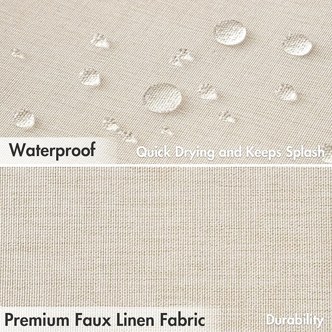 MIULEE Beige Scalloped Shower Curtain Linen Textured - Image 4