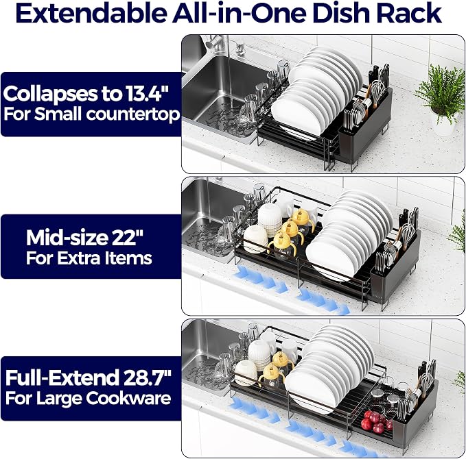 Large Dish Drying Rack, Expandable Dish Rack - Image 2