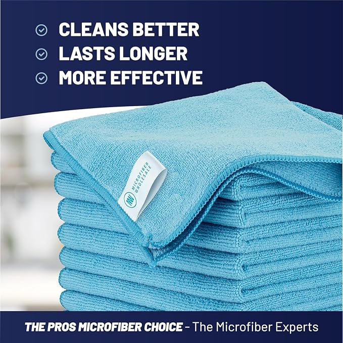 MW Pro Microfiber Cleaning Cloth | Blue | 36 Pack | 16” x 16” | All Purpose - Image 2