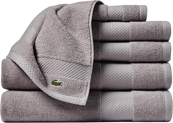 Lacoste Heritage Supima Cotton 6-Piece Towel Set, Meteorite | Highly Absorbent by Unknown