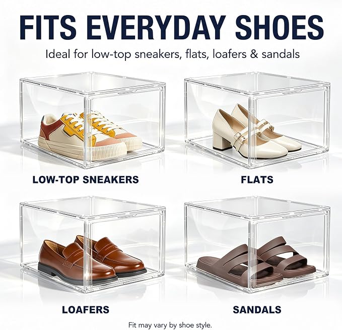 1 Pack Drop Front Shoe Boxes Acrylic Box Sneaker Case, Size 12 - Image 3