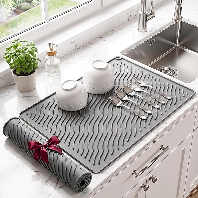 Kitsure 2 Pack Silicone Dish Drying Mat by Kitsure
