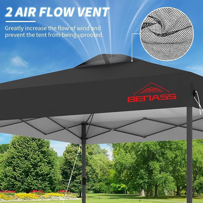 8x8 Pop Up Canopy, Easy Up Canopy Tent, Heavy Duty Tents for Parties, One Person Set Up Event Tent, Black