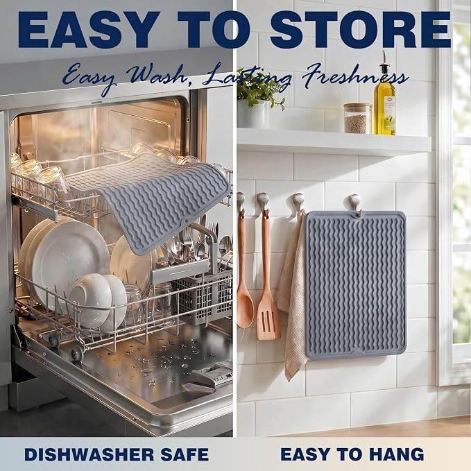 CAKETIME 2 Pack Silicone Dish Drying Mat - Image 6